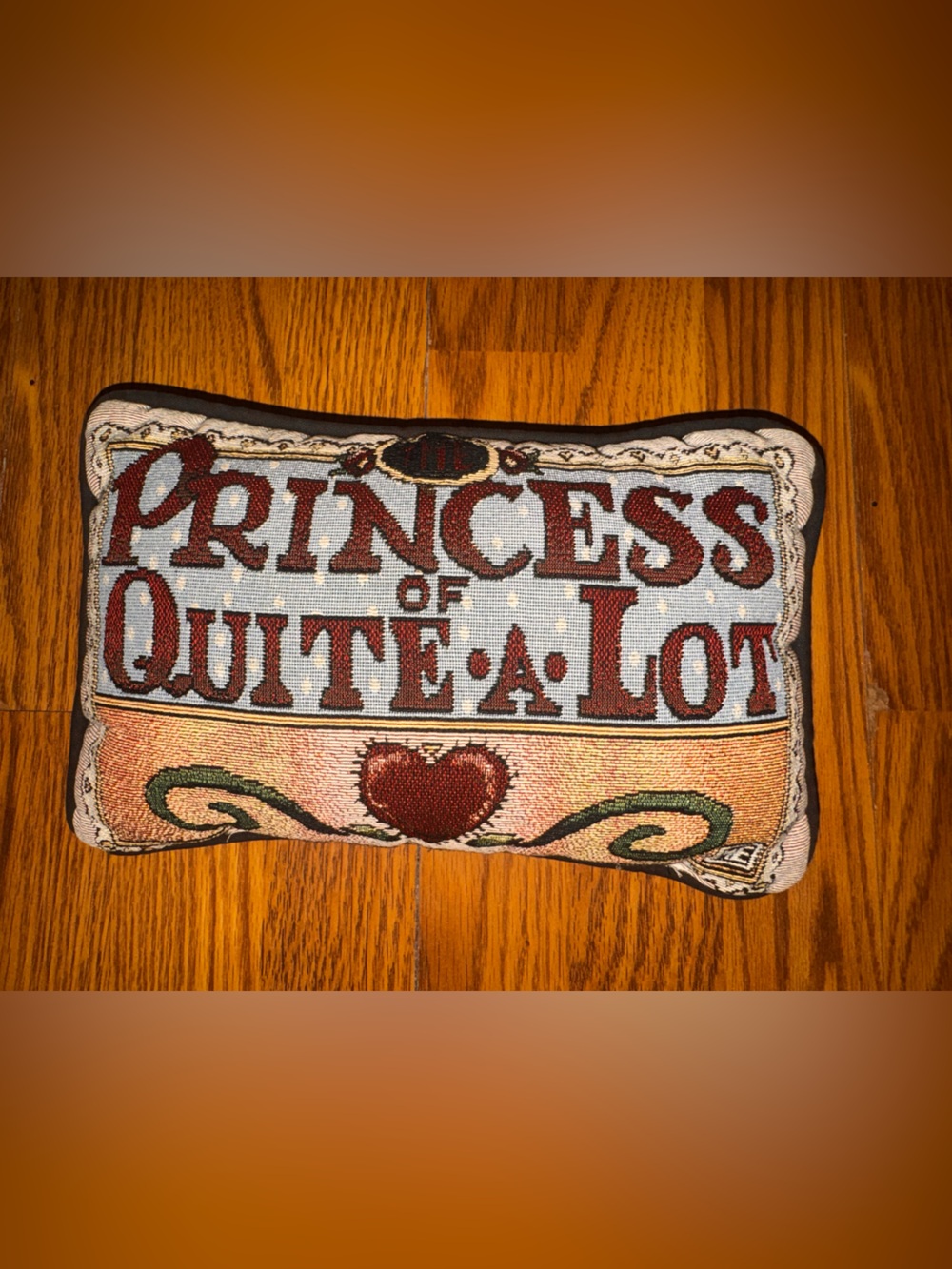 Mary Engelbreit Red and Cream 'Princess of Somewhere' Decorative Accent Pillow